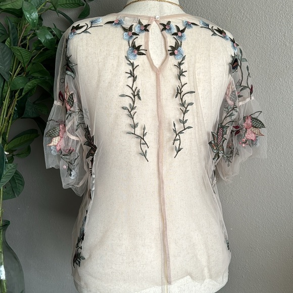 Anthropologie Floral Embroidered Blouse - Cream and Multicolor - Picture 3 of 6